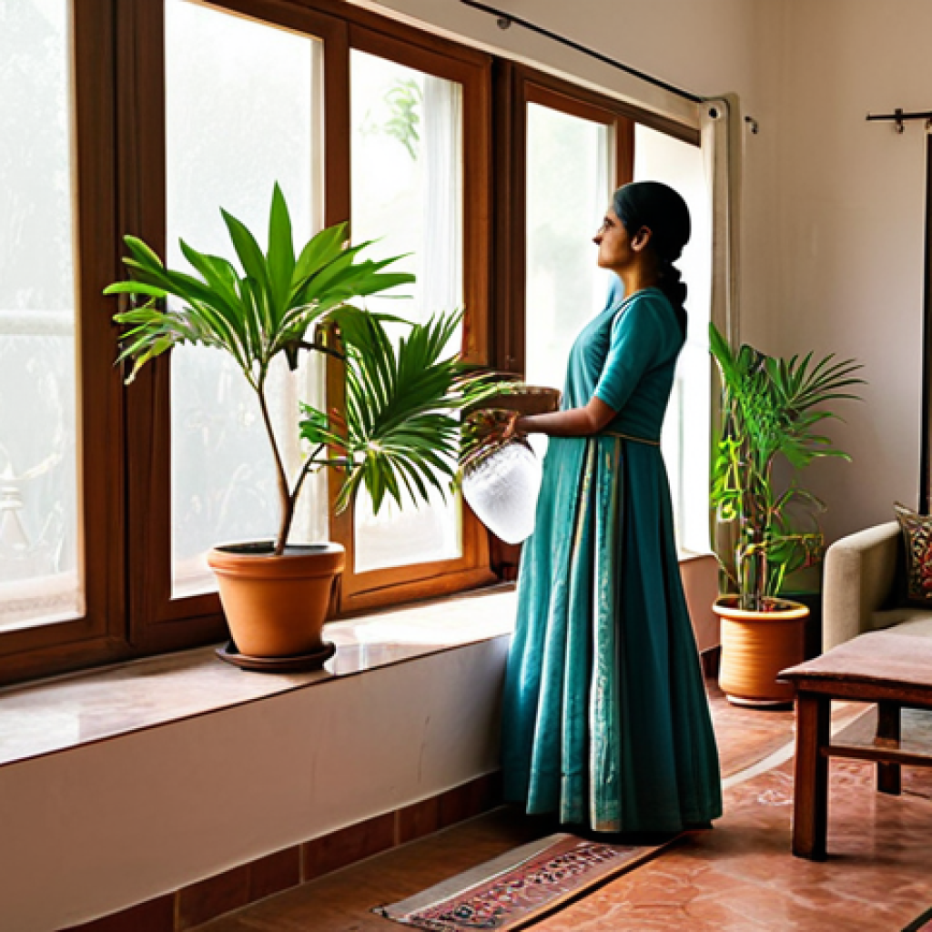 친환경 냉각 시스템 - Eco-Friendly Home Cooling**

"A bright and airy living room in a modest Indian home, featuring open ...