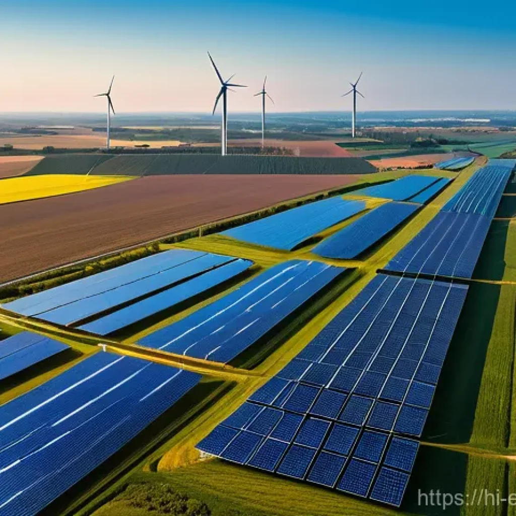 압축 공기 에너지 저장  CAES - **Prompt:** "A vibrant, panoramic view of a modern energy landscape. In the foreground, large, gleam...