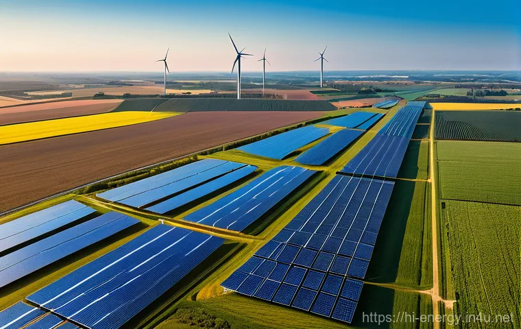 압축 공기 에너지 저장 CAES - **Prompt:** "A vibrant, panoramic view of a modern energy landscape. In the foreground, large, gleam...