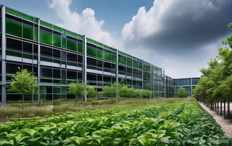 탄소 중립 기술 전략 - **Prompt 2: Clean Industry and Carbon Capture**
    A dramatic, high-angle view of a cutting-edge in...