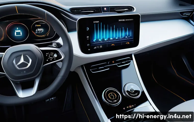 배터리 안전성 향상 기술 - A highly detailed close-up of a smart battery monitoring system inside an electric vehicle, showcasi...